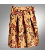Womens Skirt Simply Vera Wang Gold Orange Floral Pleated Satiny $48 NEW-... - £17.20 GBP