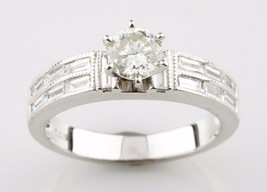1.34 carat Round Diamond 14k White Gold Engagement Unity Ring Size 6.75 - £1,985.05 GBP