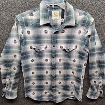 Lucky Brand Flannel Shirt Mens Sz S Shirt Jacket Aztec Southwest Blue Gray - $33.87