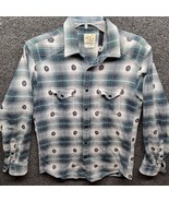 Lucky Brand Flannel Shirt Mens Sz S Shirt Jacket Aztec Southwest Blue Gray - £26.65 GBP