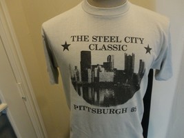 Vtg 80&#39;s Gray 1985 Steel City Classic Pittsburgh PA Skyline T-shirt Fits Adult M - £30.27 GBP