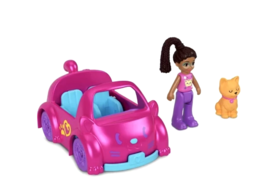 Polly Pocket Pink Mini Car With Doll and Pet Cat - $12.95