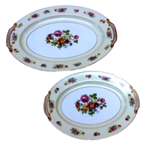 Vtg 1940s Noritake Rose China Queen Anne R09 Platters 16” &amp; 12” Occupied Japan - £22.05 GBP