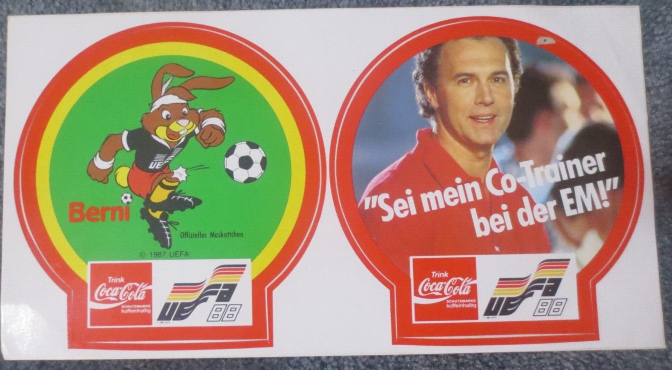 Set of 2 Trink Coca Cola UEFA Soccer 1987  Decals - $3.47