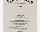 Macleod&#39;s Restaurant Menu Market Street Knoxville Tennessee 1990&#39;s - £14.20 GBP