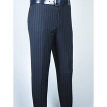 Men Suit BERLUSCONI Italian Wool 180's Pin Stripe One Button Peak UGS95-01 Navy image 10