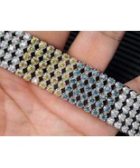 Men&#39;s Round Simulated Multi Color Diamond Toni Bracelet  925 Silver Gold... - €388,32 EUR