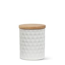 White Canister 3 Piece Set Hexagon Textured Stoneware Bamboo Lid 4" - 7 " high image 6