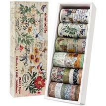 24 Rolls Vintage Washi Tape Set, Floral Letter Butterfly Mushroom Botani... - $25.99