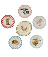 Seven (7) Piece Set Pioneer Woman ~ Novelty 7&quot; Stoneware Plates ~ Gold-T... - £29.63 GBP