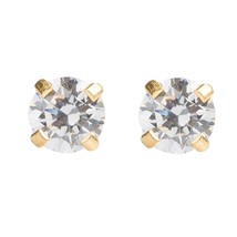 Ear Piercing Earrings Gold 4mm Clear CZ Studs&quot;Studex System 75&quot; - £5.87 GBP
