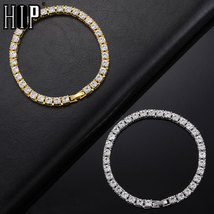 P hop 3mm 4mm 5mm 1row bling cz iced out rhinestone tennis bracelet chain bracelets for thumb200