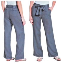 Caslon Belted Linen Pants Medium 6 8 Gray Optional Sash High Rise Pocket... - $36.73