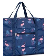FLAMINGO ~ Collapsible Duffel Bag ~ Tote ~ Navy Blue w/Pink ~ 18.5 x 13 ... - $18.70