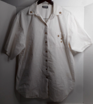 Hot Stuff Womans White Size 22W/42 100% Cotton Short Sleeve Blouse Metal... - £7.97 GBP
