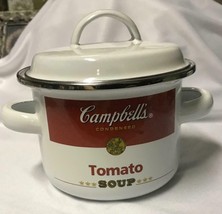 Rare Mini Campbells Tomato Soup Pot Enamel Porcelain On Steel Oven Freezer - $22.99