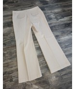 Women&#39;s Attention 16 Wide Leg Trousers Beige Lightweight Striped Pants - $22.37 CAD