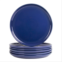 Double Line 10.5&quot; Dinner Plate, Set of 6, Cobalt Blue - £30.72 GBP
