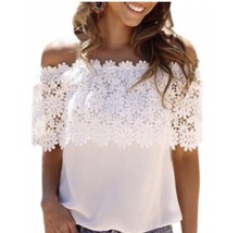 White floral lace boho top small nwot - $10.88