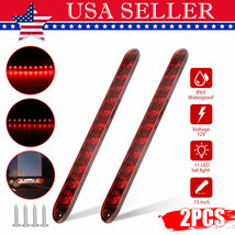 2x Red 15&quot; 11 LED Sealed Truck Trailer 3rd Brake Turn Tail Submersible L... - £26.37 GBP