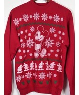 Disney Mickey Mouse Christmas Sweatshirt Red Size Small Snowflake - $377.29 MXN