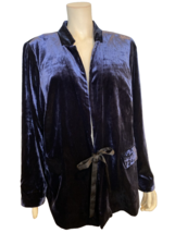 RSVP by Talbots Blue Velveteen Long Sleeve Lined High Collar Jacket 22WP - £36.56 GBP