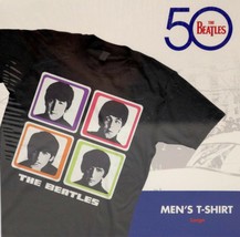 THE BEATLES Four Colored Squares Black T-shirt Men&#39;s Large (L) New &amp; Sealed - £7.98 GBP