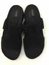 Dr Scholls Slip-On Sandal 9.5 Black Suede Leather Women Shoes Double Air Pillow - £18.35 GBP