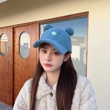 Lamb Wool Hat Female Autumn Winter Love Bear Ears Cap Plush Warm Baseball Cap - $13.00