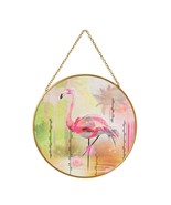 Pink Flamingo Suncatcher Izzy and Oliver 6&quot; Round Glass Hanging Chain - €22,67 EUR