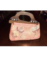 Adrienne Vittadini Womens Woven Straw Colorful Floral Wood Handle Tote H... - $9.80