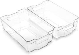 The Stacker Collection | Clear Plastic Storage Bins | Built-In Handle |, 2 Pack. - $35.96