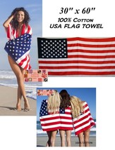 US USA AMERICAN America Flag Banner Big 30x60&quot;COTT​ON BATH POOL BEACH TO... - $19.99