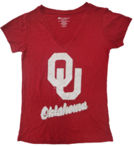 Colosseum Women Beaded Colony Vegas Oklahoma Sooners V-neck Short Sleeve... - $18.80