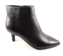 Aerosoles Epigram Black Leather Mid Heel Pointed Toe Ankle Bootie Size 7.5 - £79.82 GBP