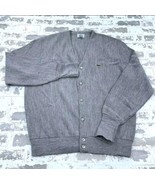 Vintage Izod Lacoste Sweater Men XL Gray Cardigan Acrylic 70s 80s Grandp... - €32,32 EUR