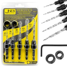 Jnb Pro Countersink Drill Bit Set 5Pc #4, 6, 8, 10, 12 High Speed M2 Ste... - $39.94