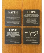 Set of 4 4x4&quot; Slate Black Christian Bible Verse Coasters - $49.49