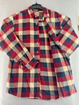 RedHead Shirt Men&#39;s Large Tall Red Black Plaid Cotton Button-Up Flannel - $24.70