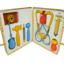 VINTAGE 1977 FISHER PRICE KIDS MEDICAL KIT DOCTOR NURSE W CASE 100% COMP... - $42.75