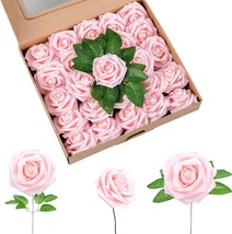 Artificial Flowers 25 Packs, Fake Flowers Roses for DIY Wedding Brid (Pink Rose) - £13.13 GBP