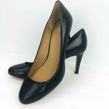 Ann Taylor Mila Black Leather Pumps Heel Size 9 M Rubber Sole Round Toe - $55.99