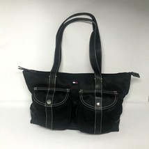 Vintage Y2K 1990s Tommy Hilfiger Black Canvas Shoulder Bag Tote Handbag ... - €110,87 EUR