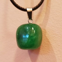 Green Aventurine Pendant Necklace, natural stone jewelry, 18", polished crystal