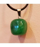 Green Aventurine Pendant Necklace, natural stone jewelry, 18&quot;, polished ... - £10.44 GBP