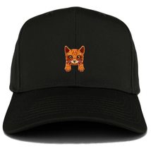 Trendy Apparel Shop Orange Bengal Cat Kitten Patch Structured Baseball Cap - Bla - £14.42 GBP