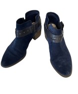 Clarks Somerset Studded Womans Ankle Boots Blue Suede Slip On Sz 8.5 - $29.58