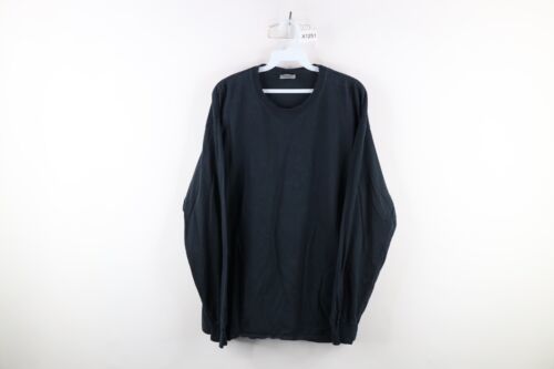 Vtg 90s Streetwear Mens Large Faded Blank Heavyweight Long Sleeve T-Shirt Black - $49.45