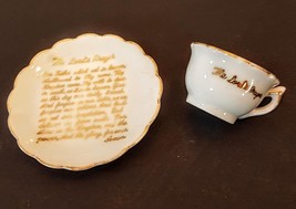 Miniature Lords Prayer Tea Cup Saucer Bone China Porcelain Gold Paint VTG Japan - £7.71 GBP