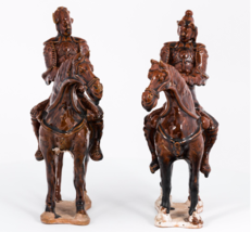 C1900s Chinese Shiwan Brown Drip Glazed Terra Cotta Warrior on Horse Bac... - $499.99
